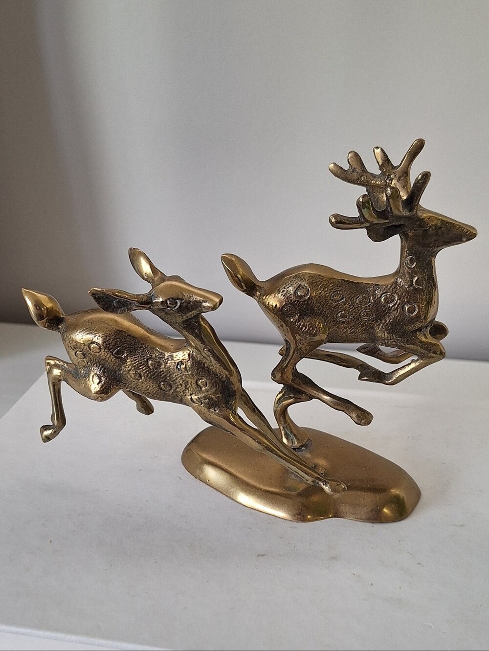 Vintage brass deer / reindeer statue figurine 2